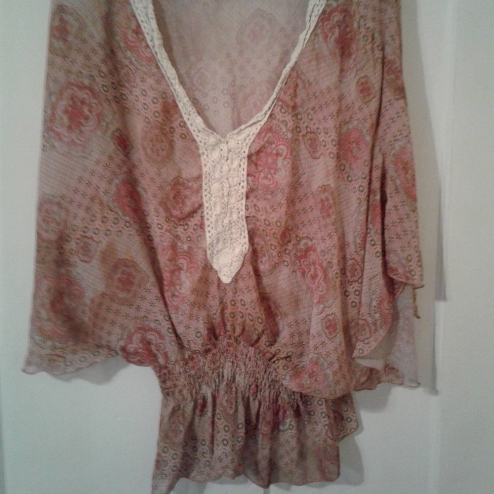 Peach and Beige Sheer Blouse